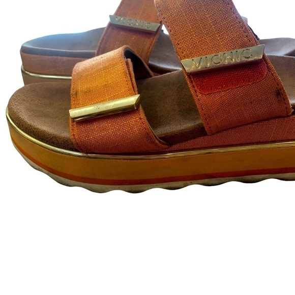 Vionic Brandie Platform Metallic Orange Sandal Shoes Hook Loop Strap Womens 9.5 - Picture 3 of 13